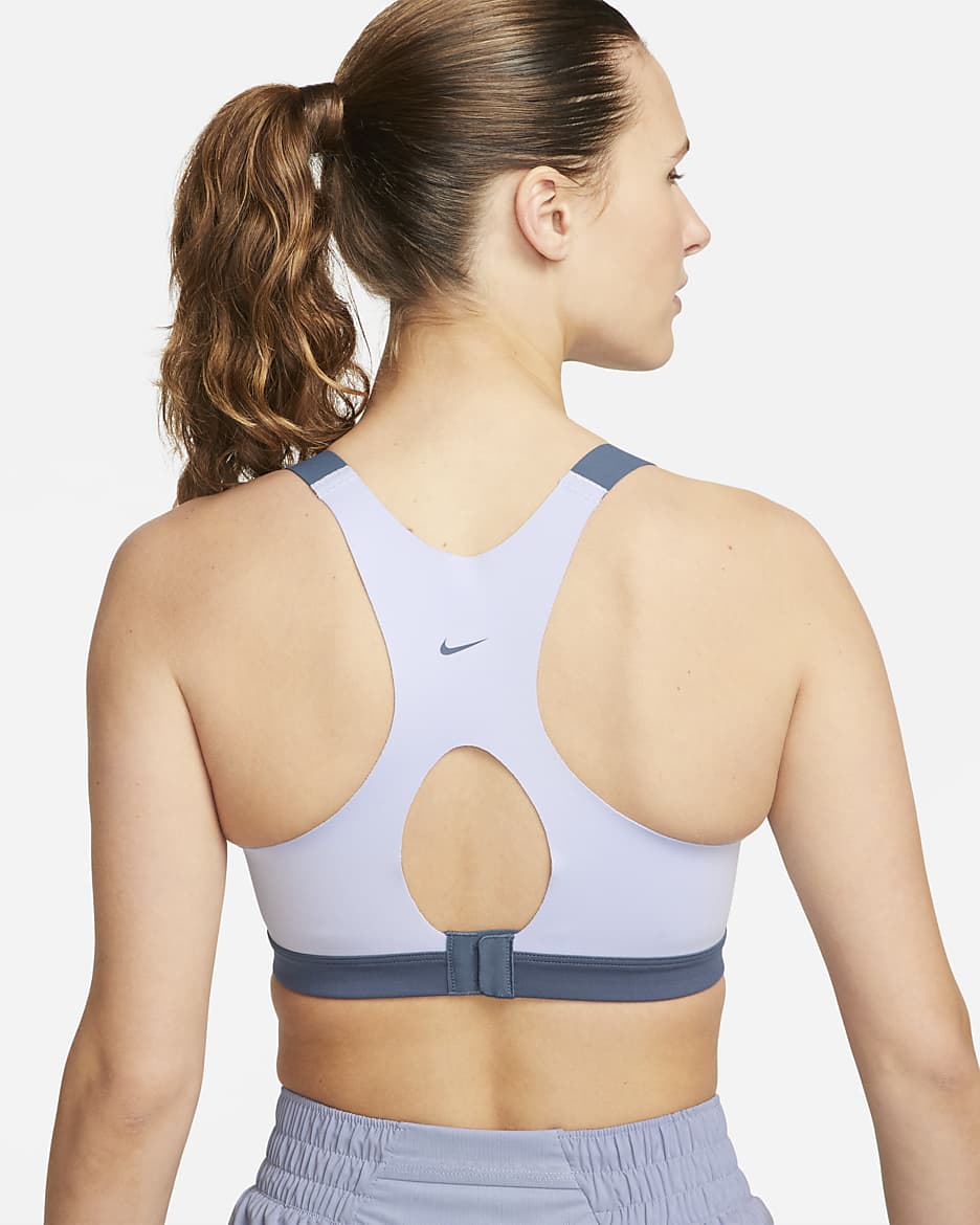 Nike Alpha Women's High-Support Padded Zip-Front Sports Bra - Diffused Blue/Oxygen Purple/Diffused Blue