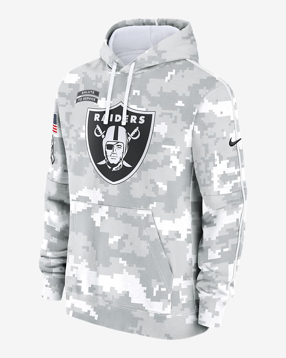 Las Vegas Raiders Salute to Service Primary Edge Club Men's Nike NFL Pullover Hoodie - White