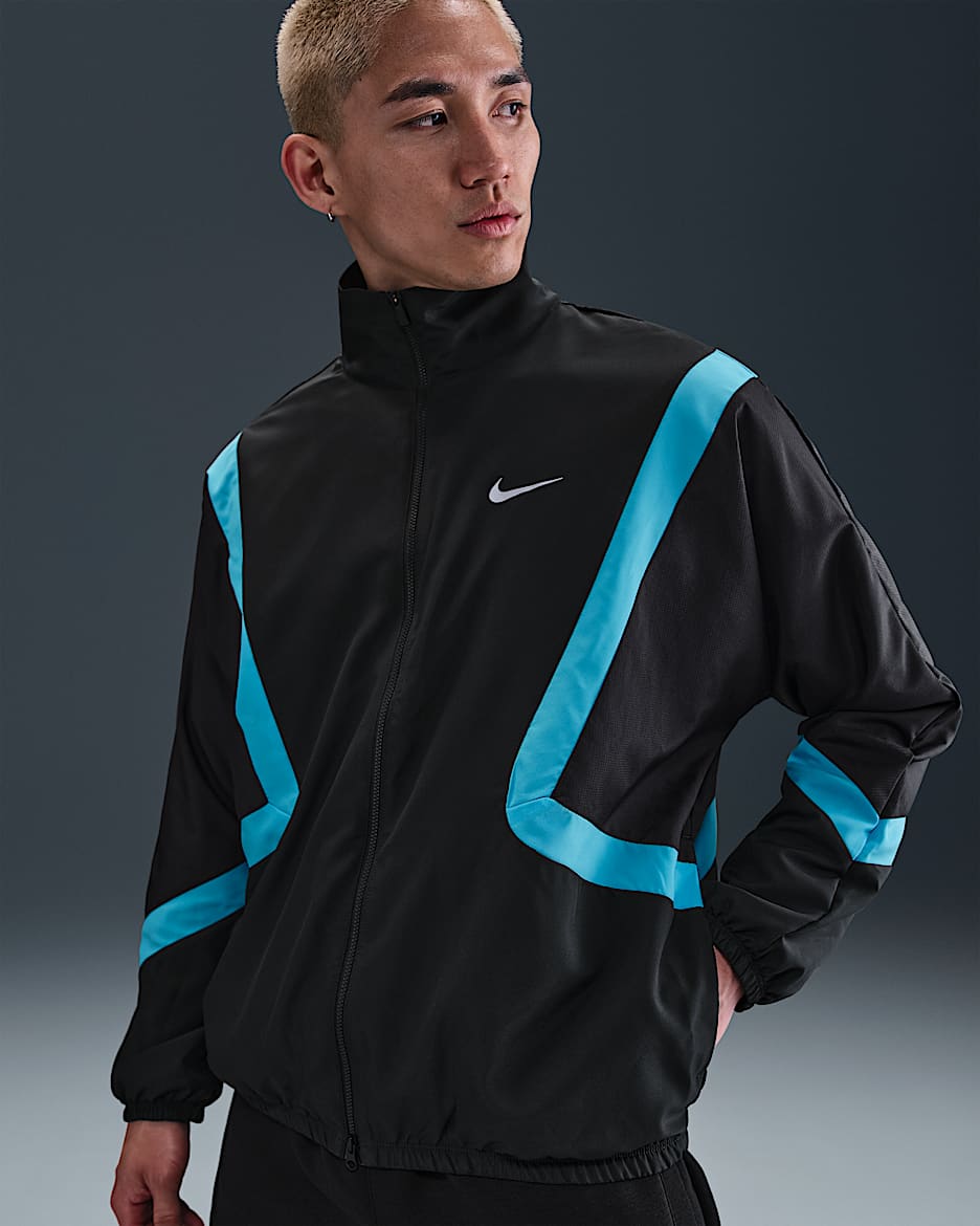 Nike Icon Men's Woven Basketball Jacket - Off-Noir/Off-Noir/Blue Fury