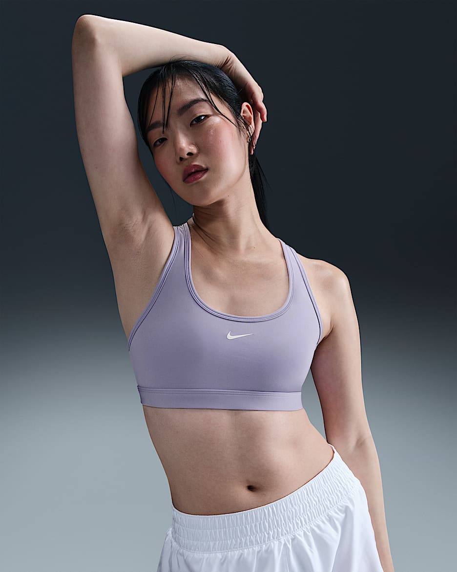 Nike Swoosh Light Support Women's Non-Padded Sports Bra - Lilac Ice/White