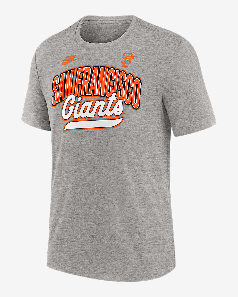Playera Nike de la MLB para hombre San Francisco Giants Cooperstown Retro - Gris jaspeado