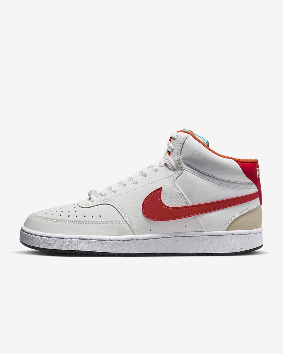 Nike Court Vision Mid Next Nature Zapatillas - Hombre - Blanco/Blanco/Washed Teal/University Red
