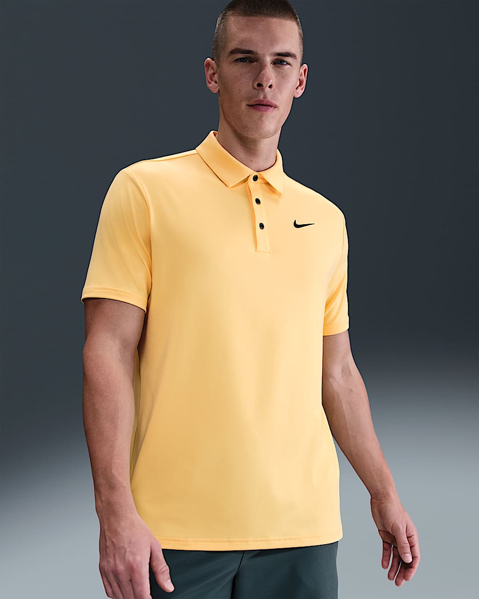 Nike Tour Men's Dri-FIT Heathered Golf Polo - Topaz Gold/Black
