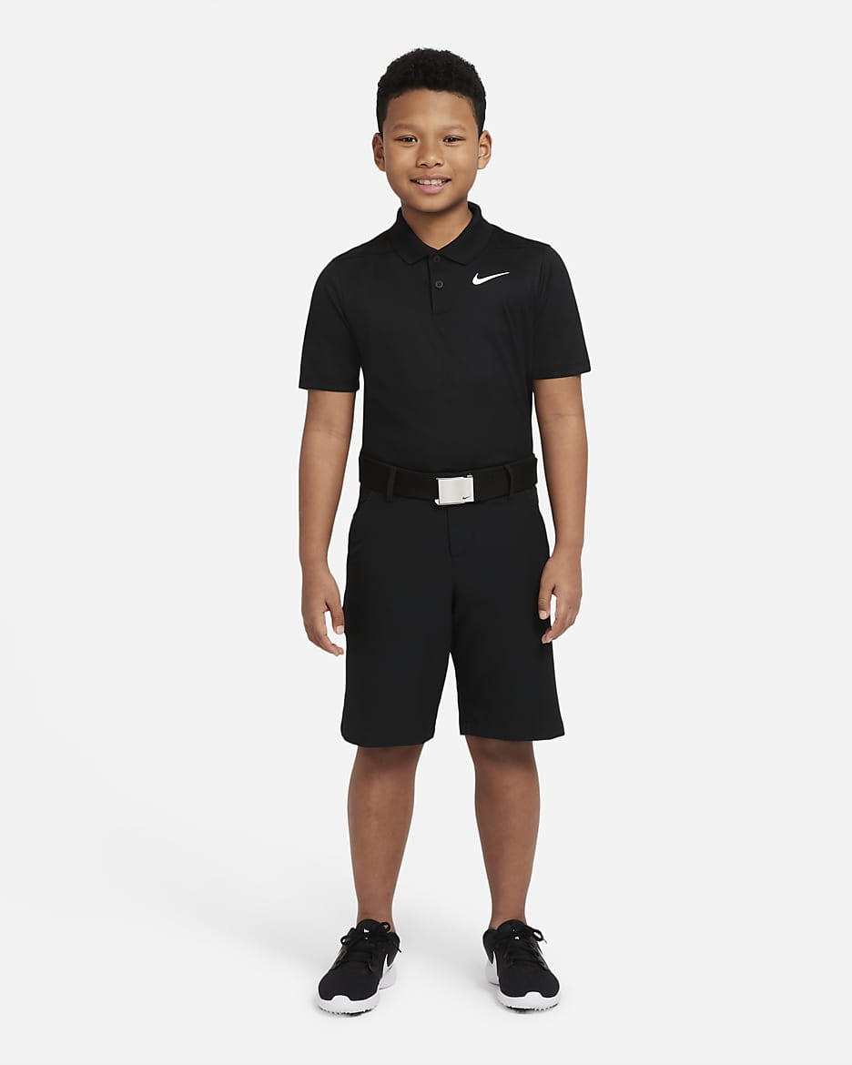 Polo de golf para niño talla grande Nike Dri-FIT Victory - Negro/Blanco