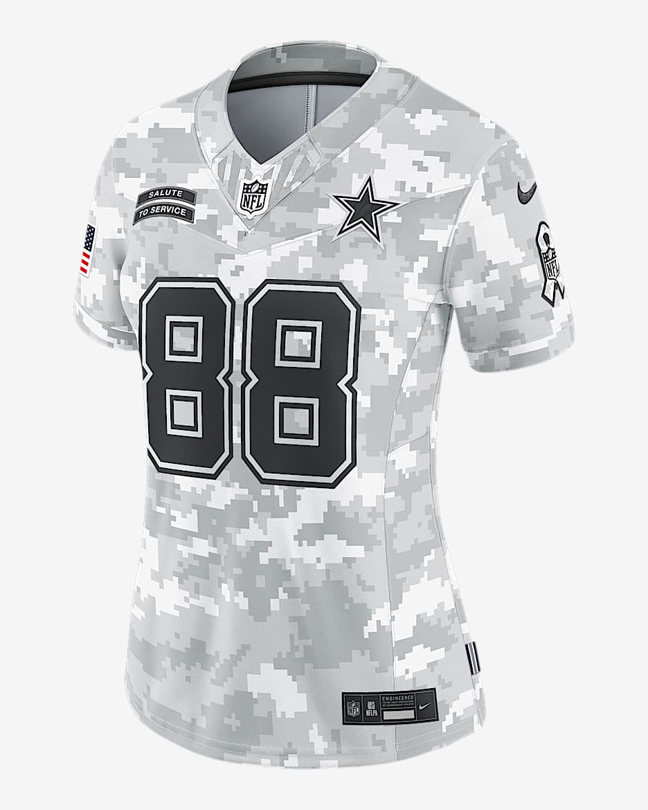Jersey Nike Dri-FIT de la NFL Limited para mujer CeeDee Lamb Dallas Cowboys Salute to Service - Blanco