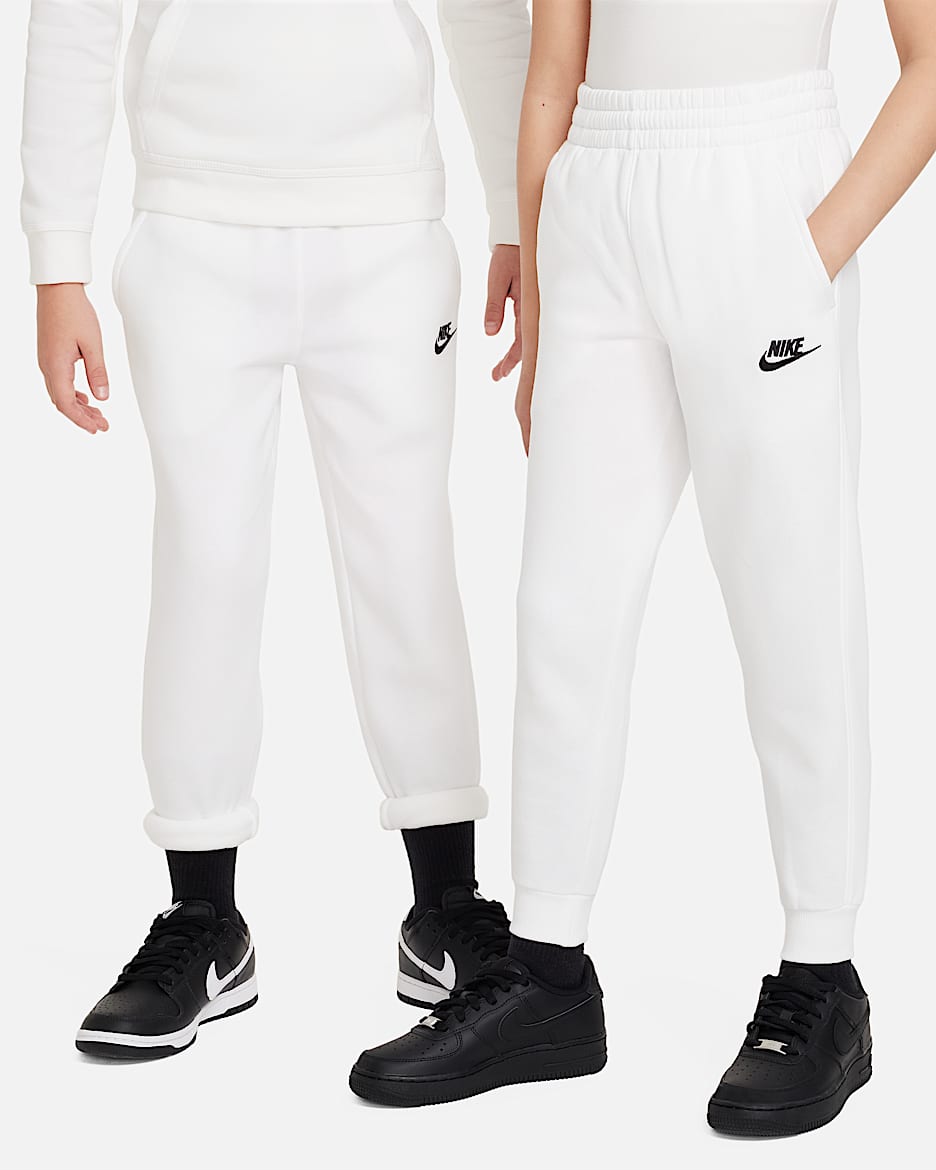 Joggers Nike Sportswear Club Fleece para niños talla grande - Blanco/Negro