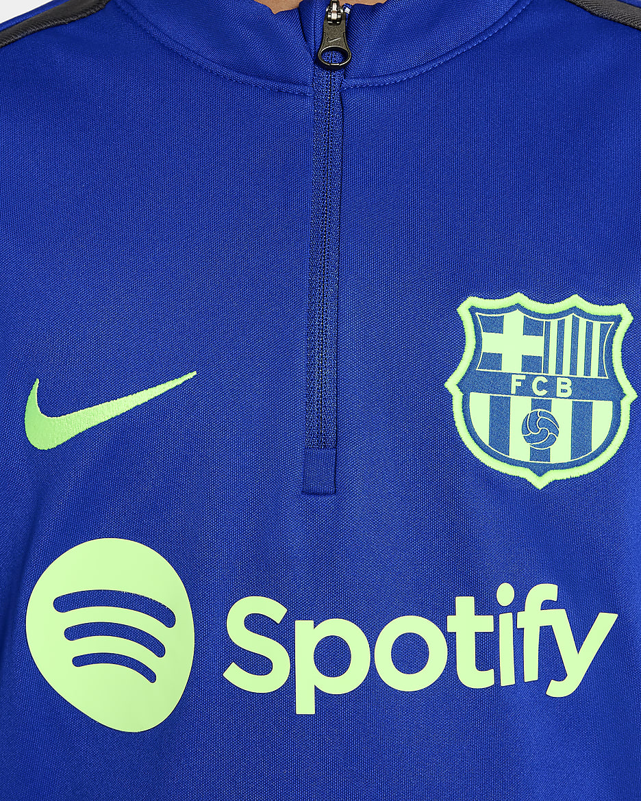 F.C. Barcelona Academy Pro Older Kids' Nike Dri-FIT Football Drill Top - Old Royal/Anthracite/Lime Blast