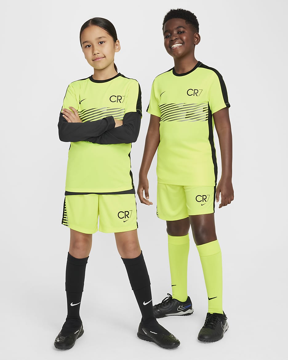 CR7 Academy23 Dri-FIT Fußballshorts (ältere Kinder) - Volt/Schwarz/Schwarz