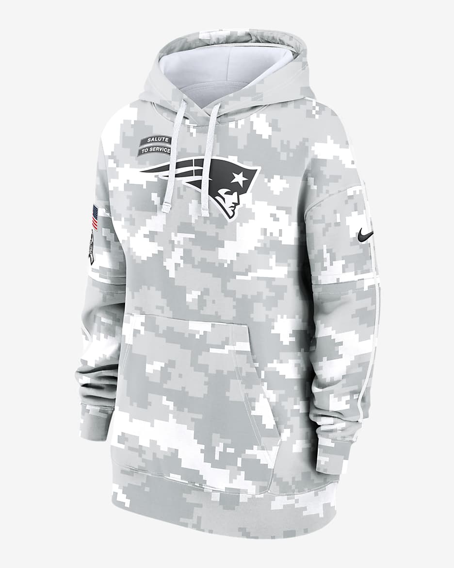 New England Patriots Salute to Service Primary Edge Club Women's Nike NFL Pullover Hoodie - White
