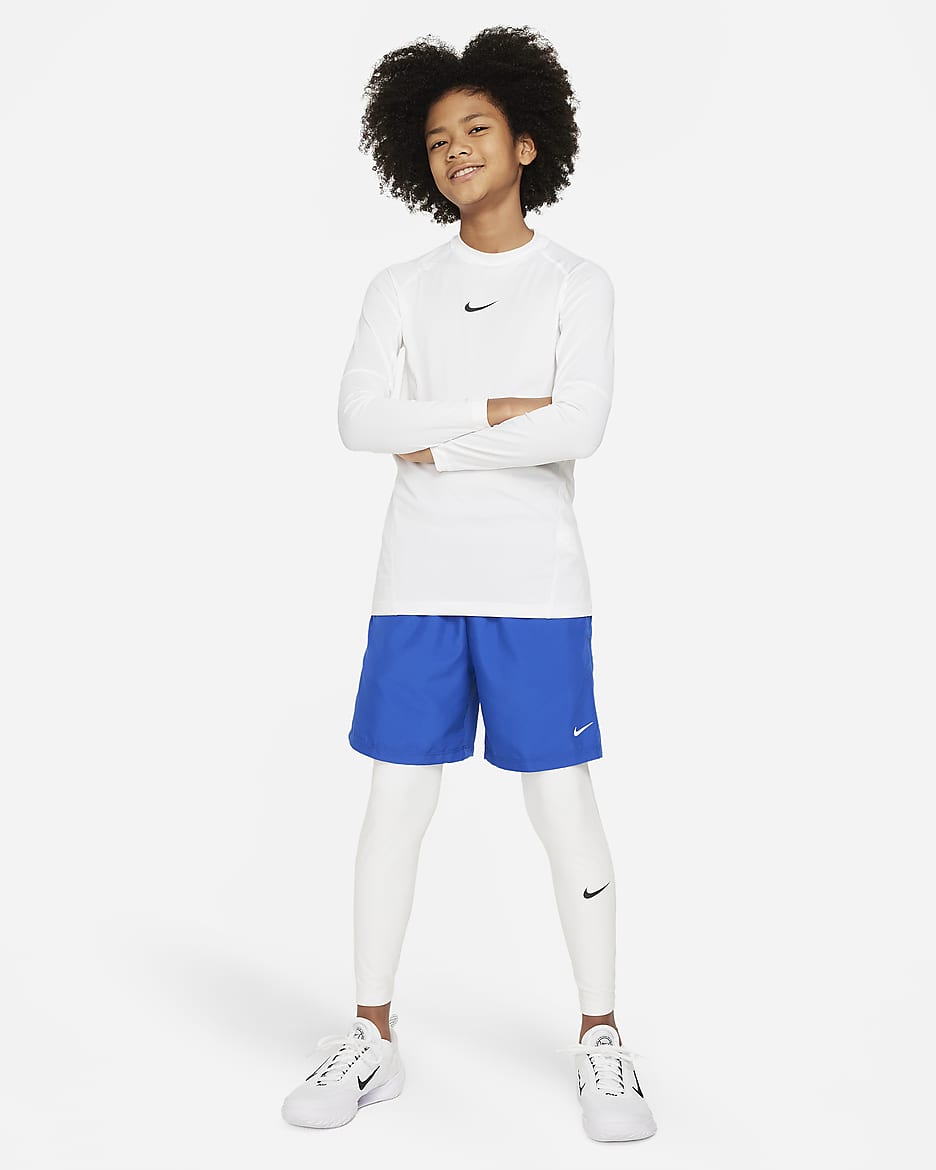 Nike Pro Dri-FIT Big Kids' (Boys') Tights - White/White/Black