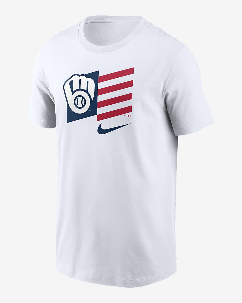 Nike Americana Flag (MLB Milwaukee Brewers) Men's T-Shirt - White