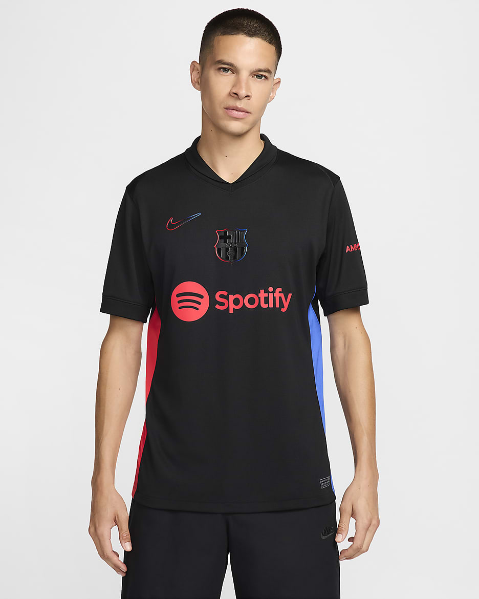 FC Barcelona 2024/25 Stadium Away Men's Nike Dri-FIT Soccer Replica Jersey - Black/University Red/Hyper Royal/Black