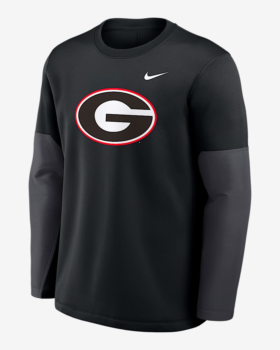 Playera de manga larga universitaria Nike Therma-FIT para hombre Georgia Sideline Coach - Negro