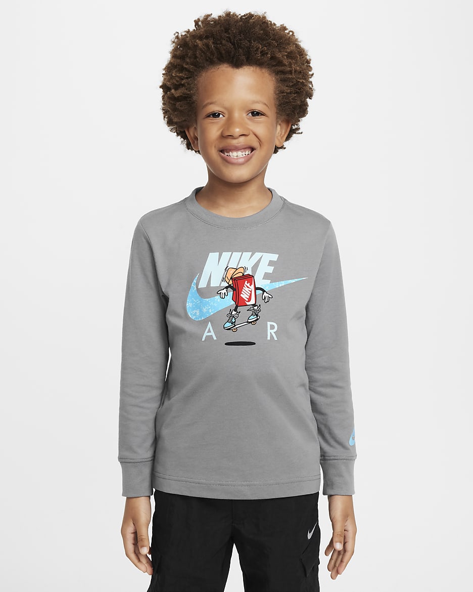 Playera de manga larga Air de corte cuadrado para niño talla pequeña Nike - Gris humo