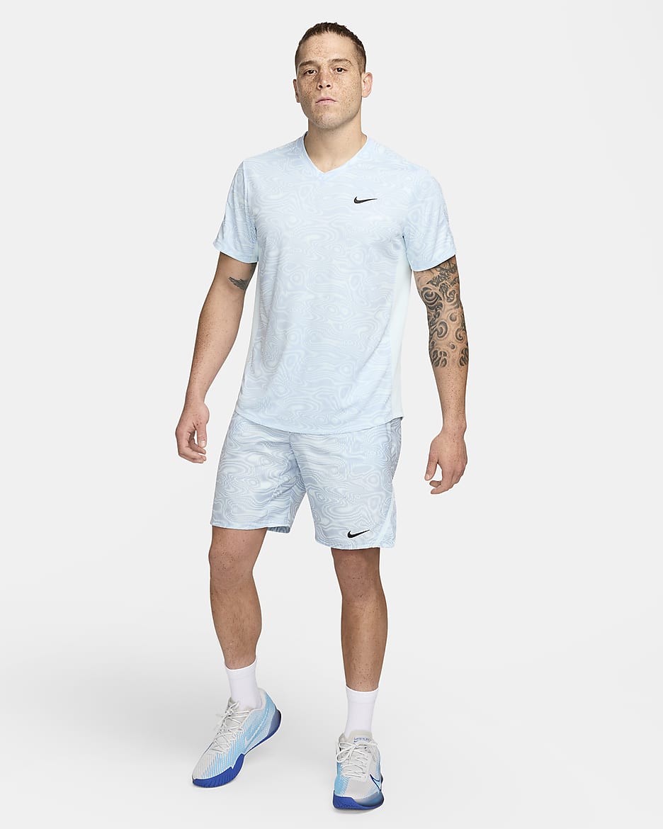 NikeCourt Victory Men's 23cm (approx.) Dri-FIT Tennis Shorts - Glacier Blue/Glacier Blue/Black