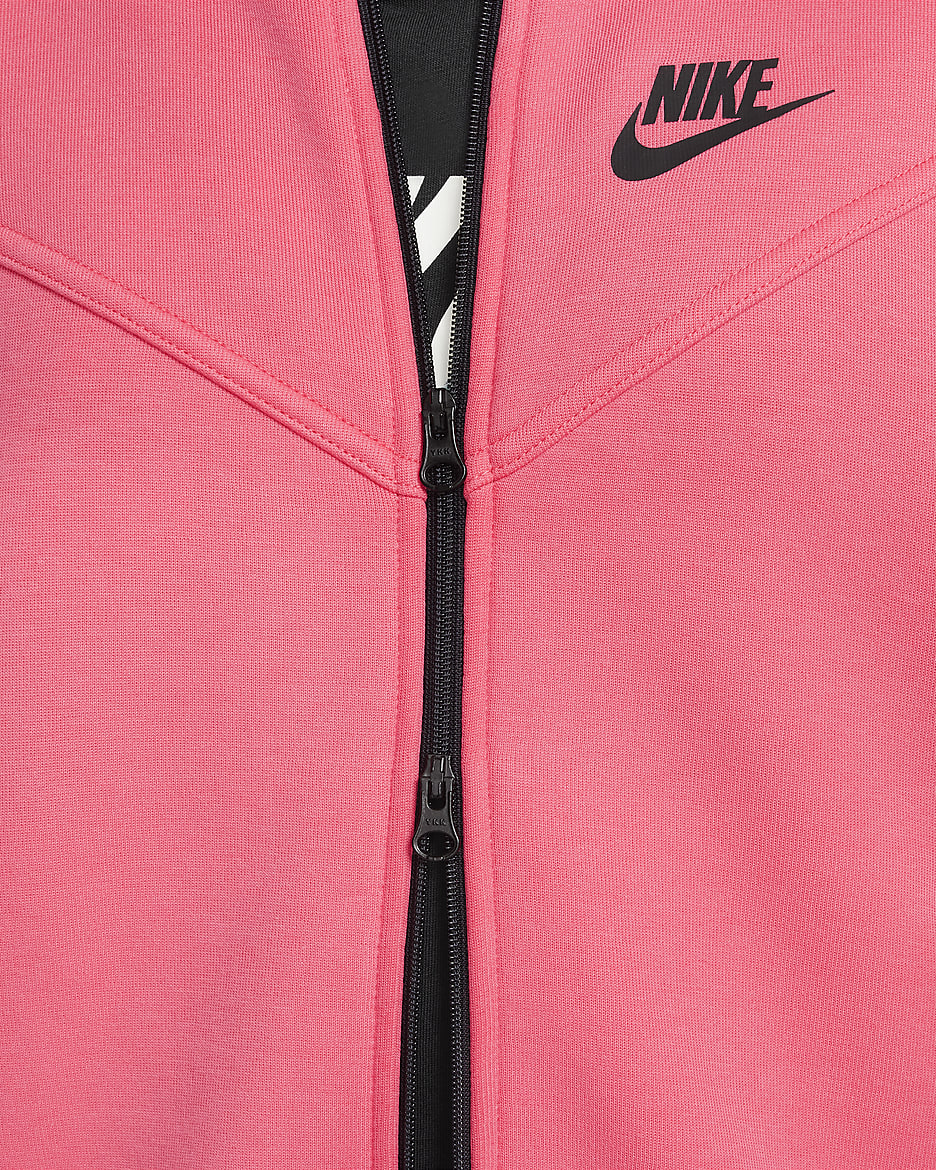 Hoodie com fecho completo Nike Sportswear Tech Fleece Júnior (Rapariga) - Rosa Aster/Preto/Preto