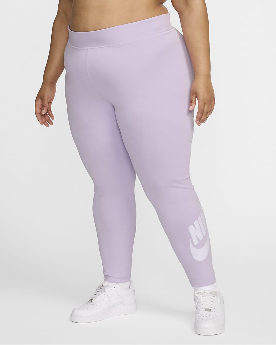 Nike Sportswear Classics Women's High-Waisted Graphic Leggings (Plus Size) - Violet Mist/White