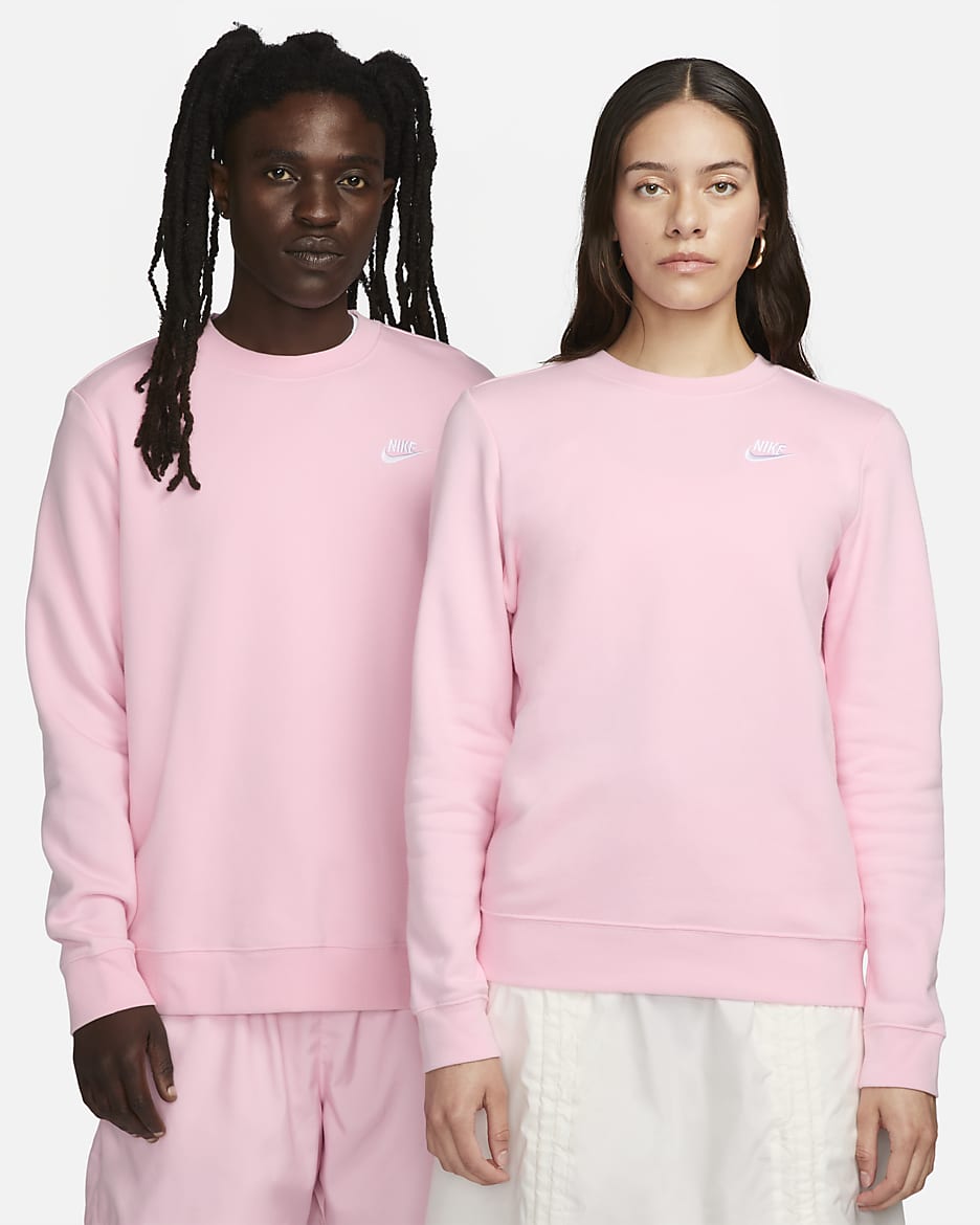 Nike Sportswear Club Fleece Women's Crew-Neck Sweatshirt - Medium Soft Pink/White