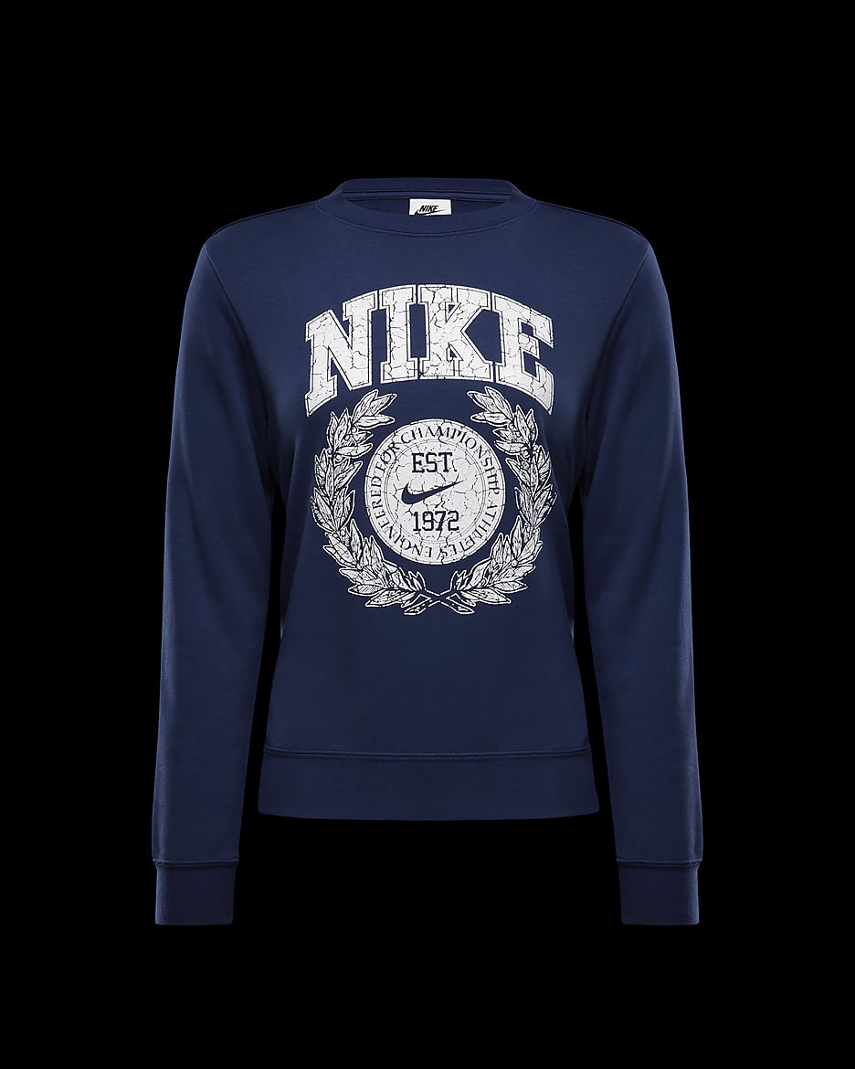 Nike Sportswear Club Fleece Women's Crew-Neck Sweatshirt - Midnight Navy/Summit White