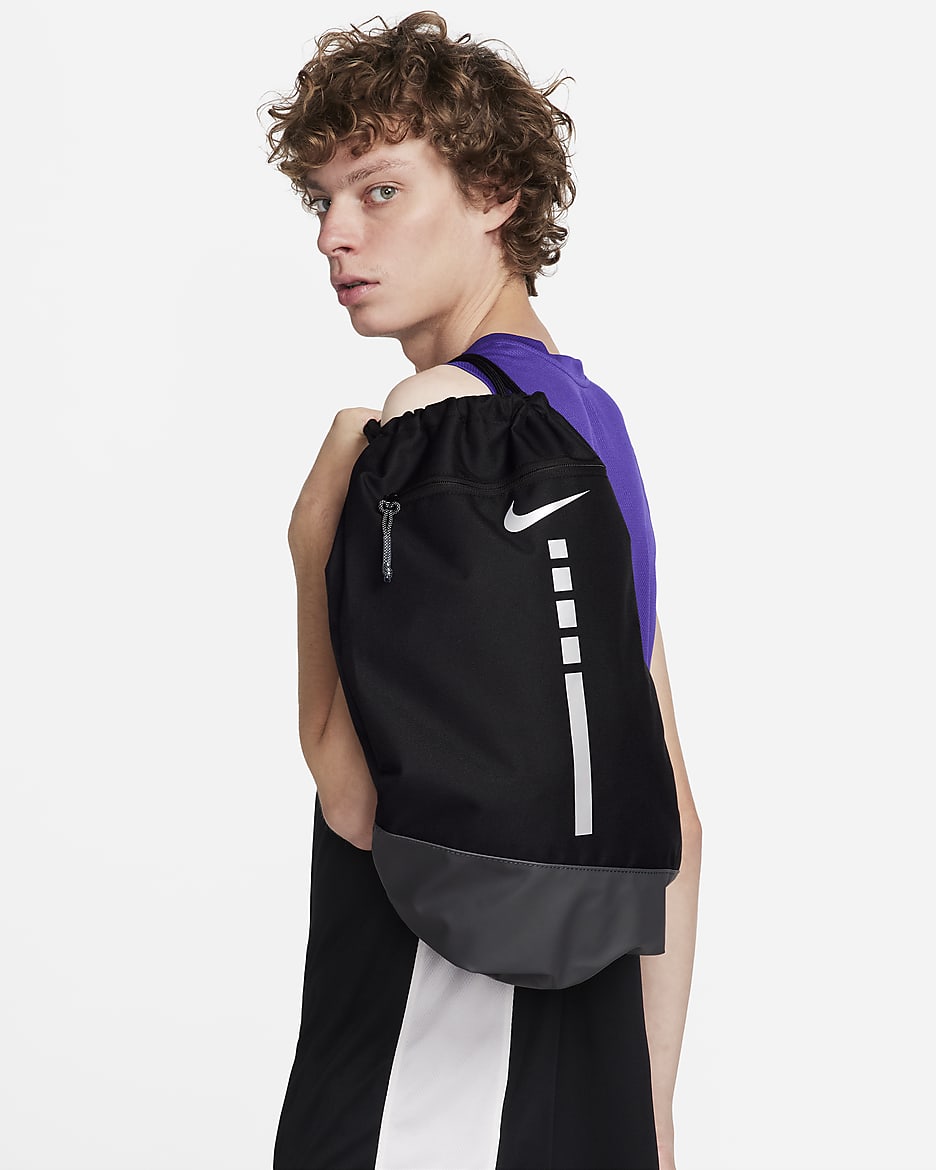 Nike Hoops Elite Drawstring Bag (17L) - Black/Iron Grey/Metallic Silver