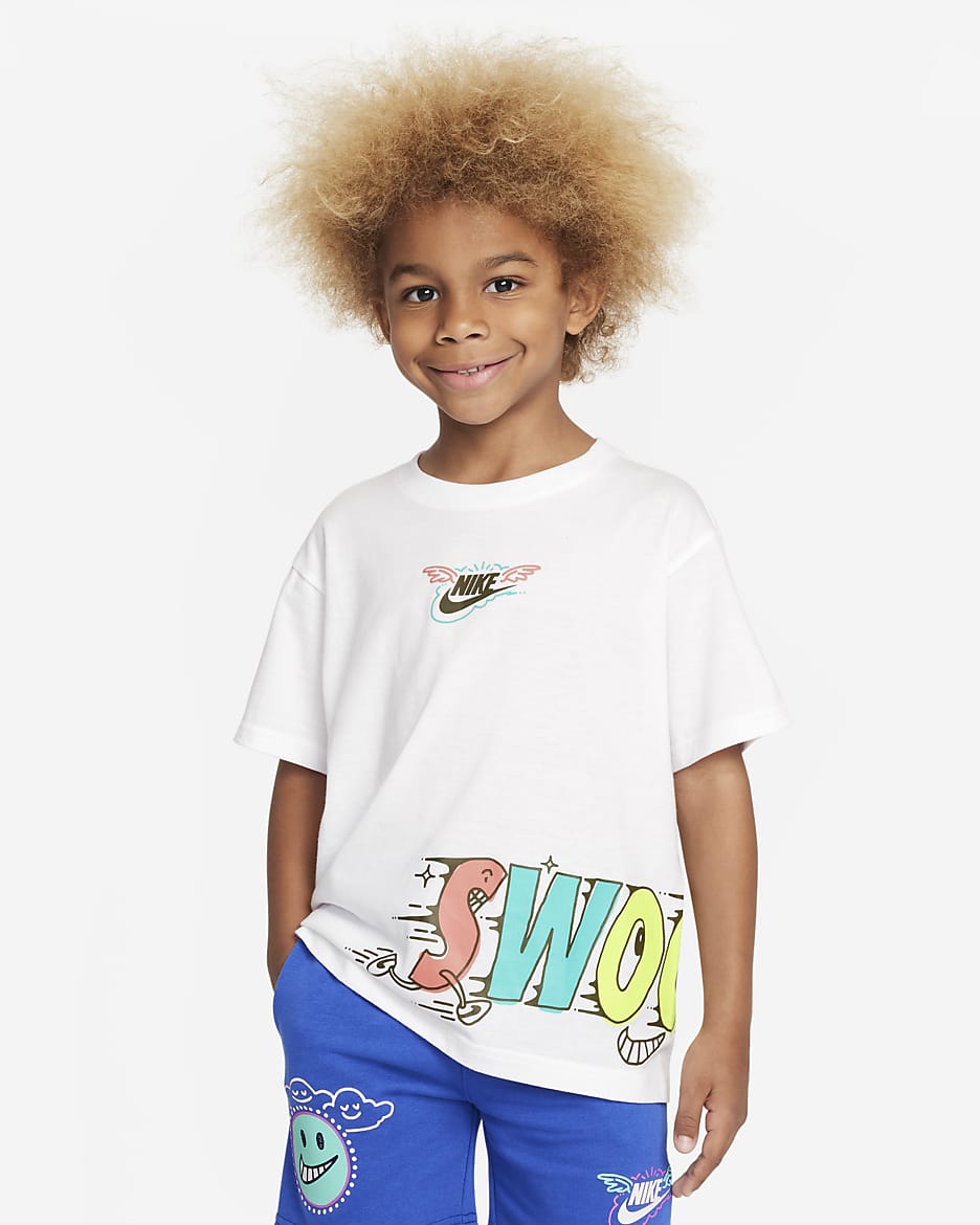 Nike Sportswear "Art of Play" Relaxed Graphic Tee Little Kids T-Shirt - White