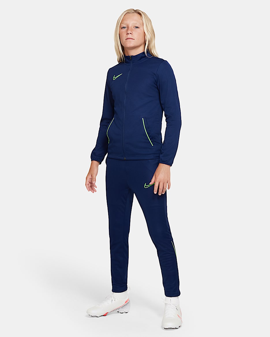 Conjunto de entrenamiento de fútbol  de tejido Knit para niños talla grande Nike Dri-FIT Academy - Azul vacío/Volt/Volt