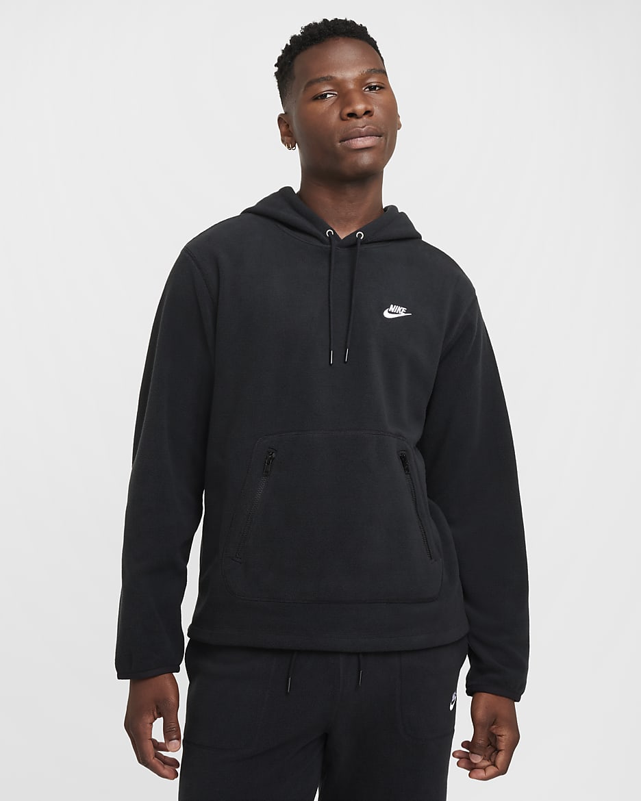 Nike Club Men's Winterized Pullover Hoodie - Black/White