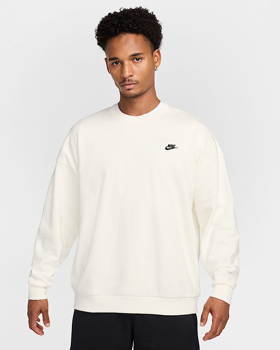 Sudadera de cuello redondo de French Terry Nike oversized para hombre Nike Club Fleece - Vela/Vela/Negro