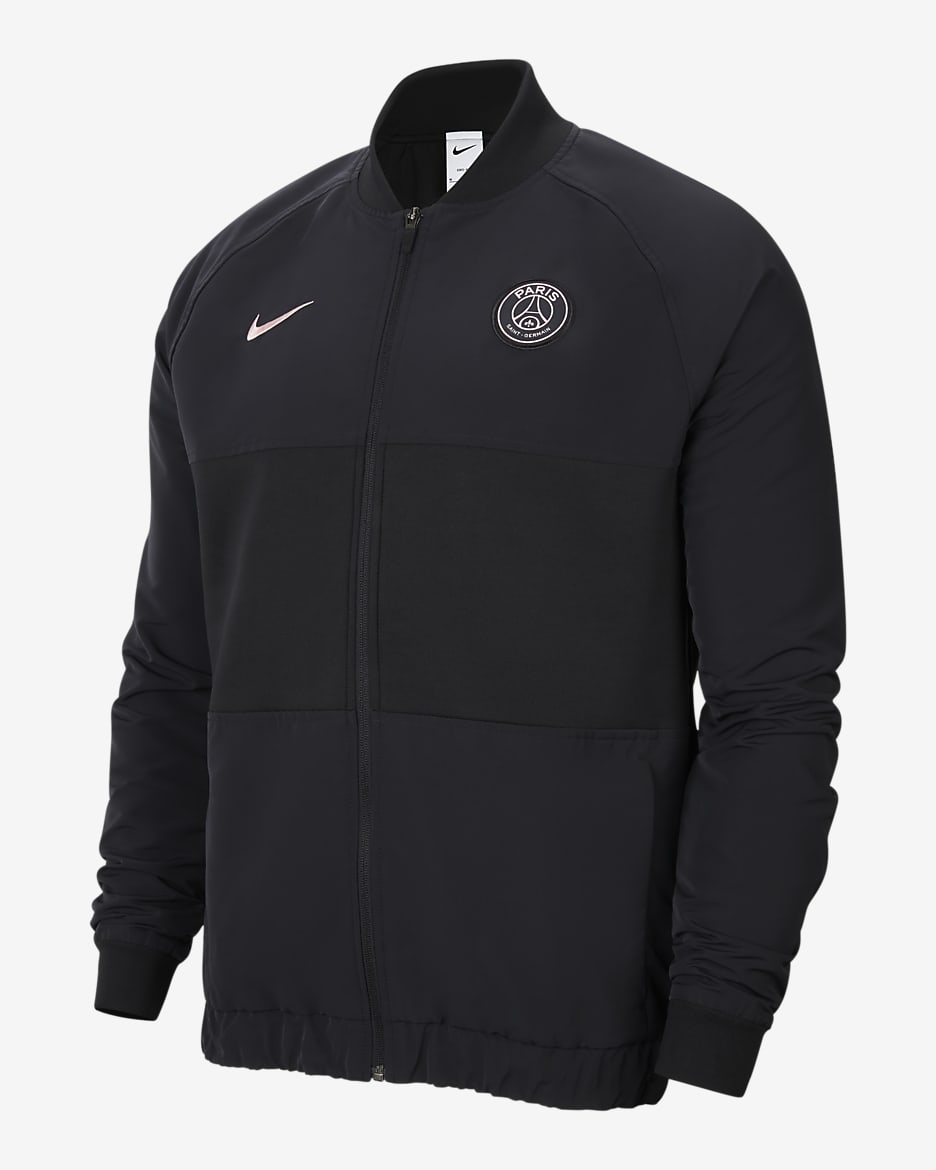 パリ サンジェルマン メンズ ナイキ Dri-FIT フルジップ サッカージャケット - ブラック/ブラック/アークティックパンチ