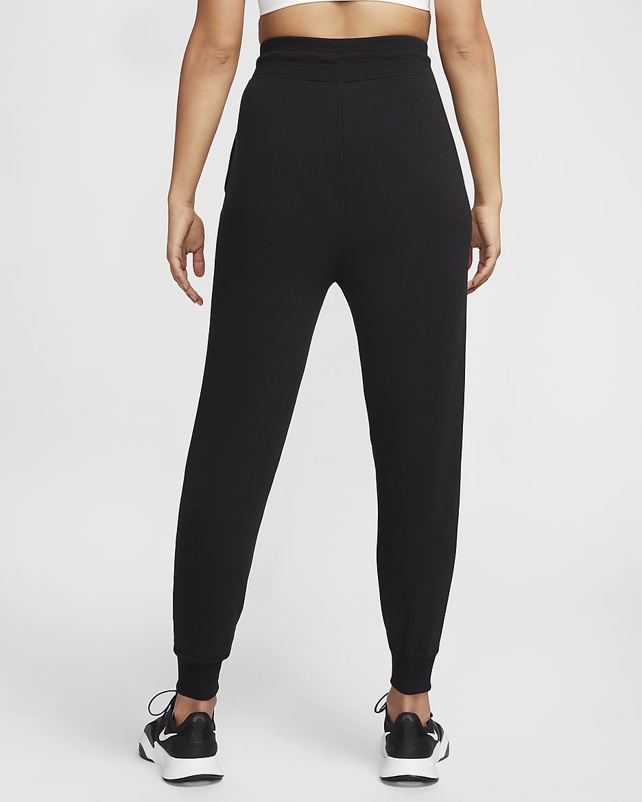 Joggers de French Terry de cintura alta de 7/8 para mujer Nike Dri-FIT One - Negro/Blanco