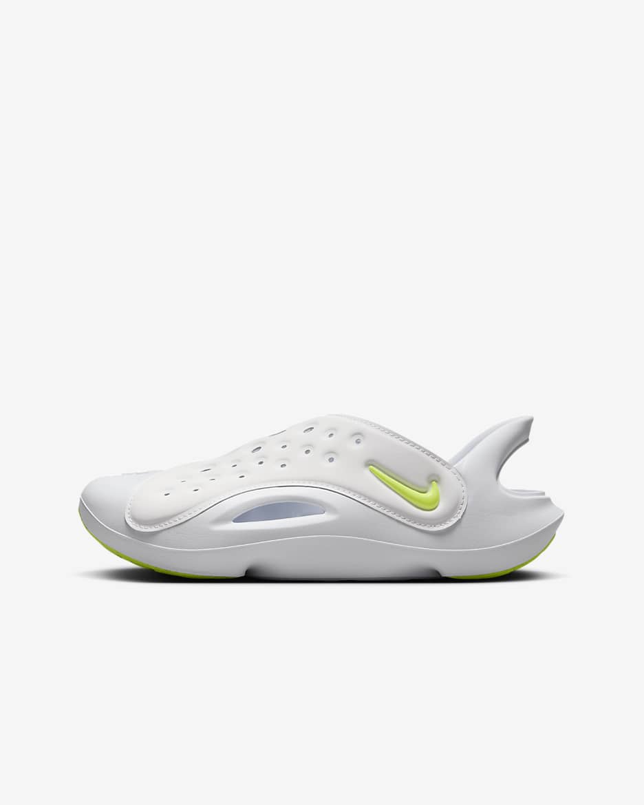 Nike Aqua Swoosh Big Kids' Sandals - White/Pure Platinum/Volt