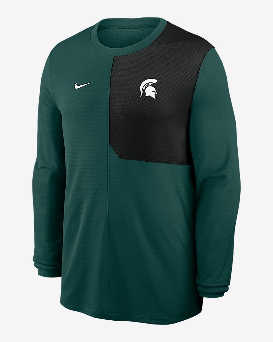 Playera de manga larga universitaria Nike Dri-FIT para hombre Michigan State Sideline Coach - Verde