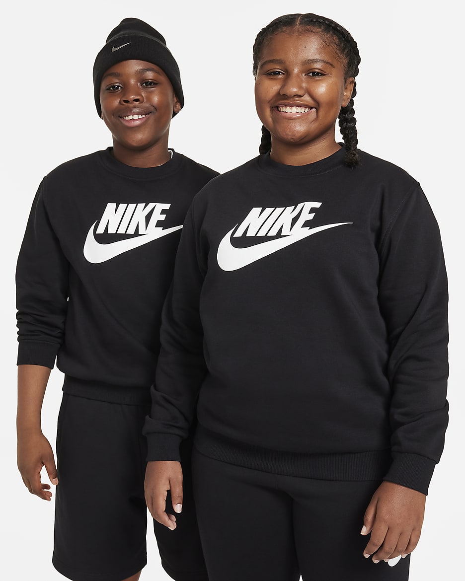 Sudadera sin cierre para niños talla grande (talla amplia) Nike Sportswear Club Fleece - Negro/Blanco