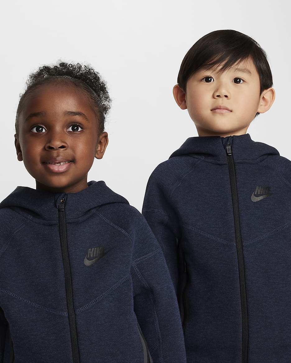 Nike Sportswear Tech Fleece Full-Zip Set Little Kids 2-Piece Hoodie Set - Obsidian Heather