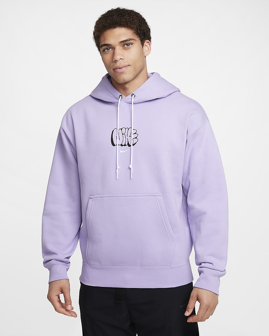 Nike Solo Swoosh Men's Fleece Hoodie - Hydrangeas/White