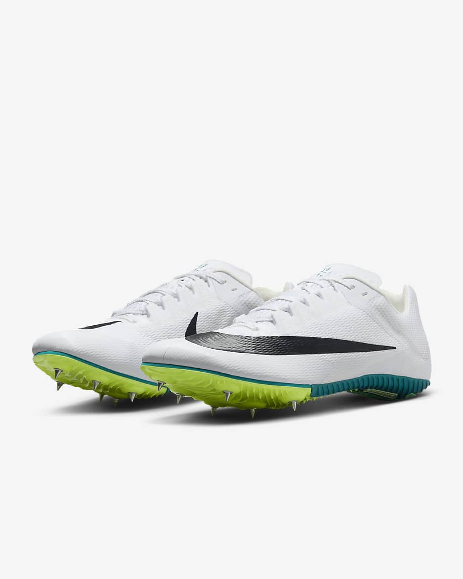 Tenis de atletismo con clavos para carreras rápidas Nike Zoom Rival - Blanco/Abeto brillante/Verde vapor/Negro