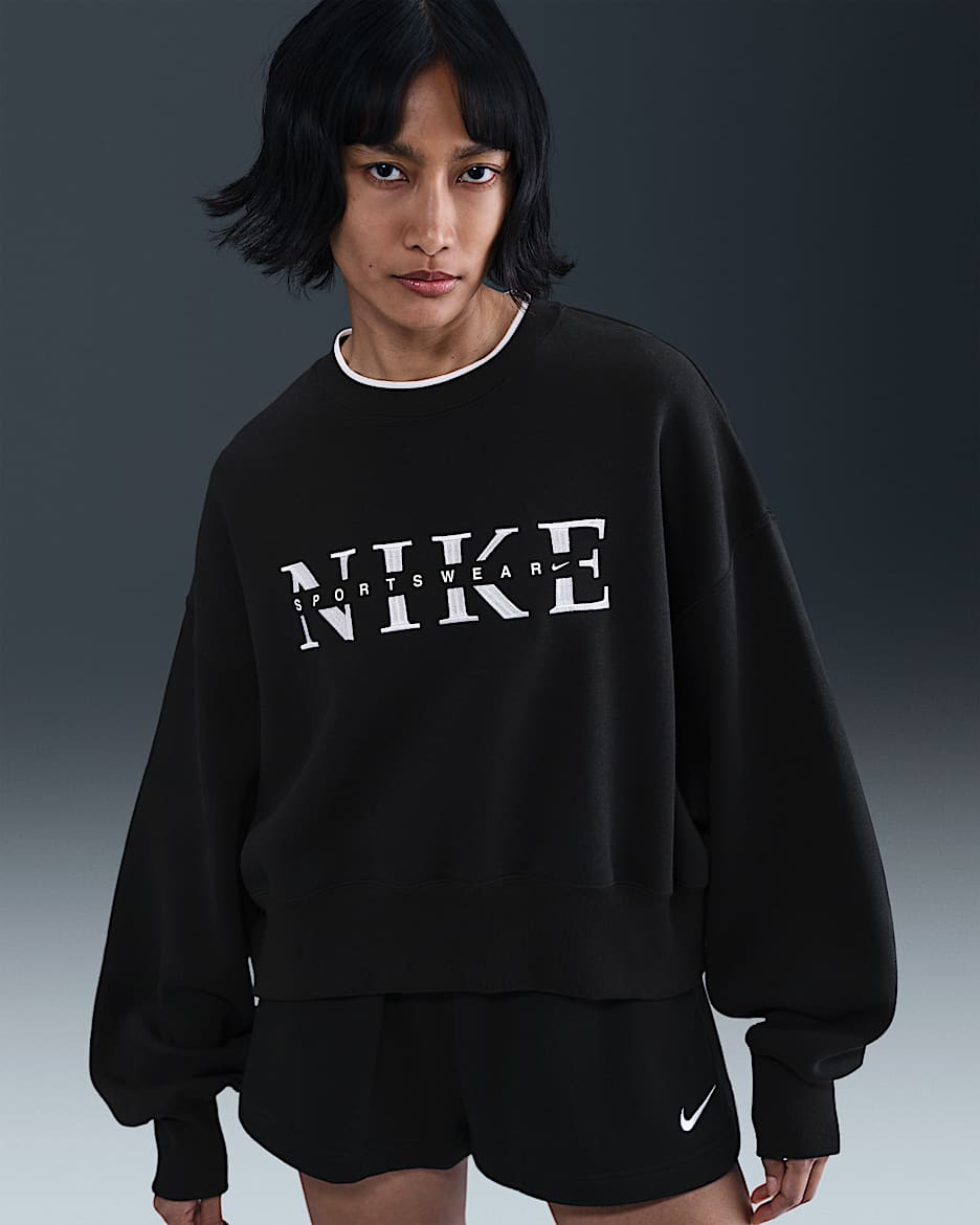 Nike Sportswear Phoenix Fleece Women's Oversized Crew-Neck Sweatshirt - Black