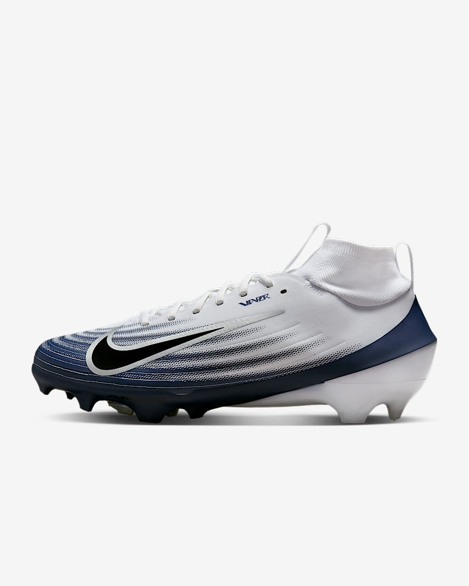 Tacos de fútbol americano Nike Vapor Pro 1 - Blanco/Azul marino medianoche/Plata metalizado/Negro