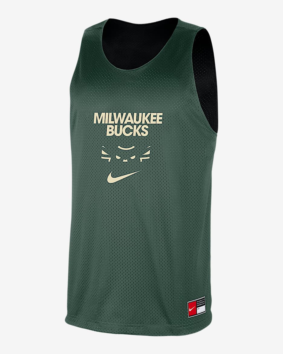 Jersey de entrenamiento Nike de la NBA de malla para hombre Milwaukee Bucks Courtside - Abeto/Negro/Ópalo liso