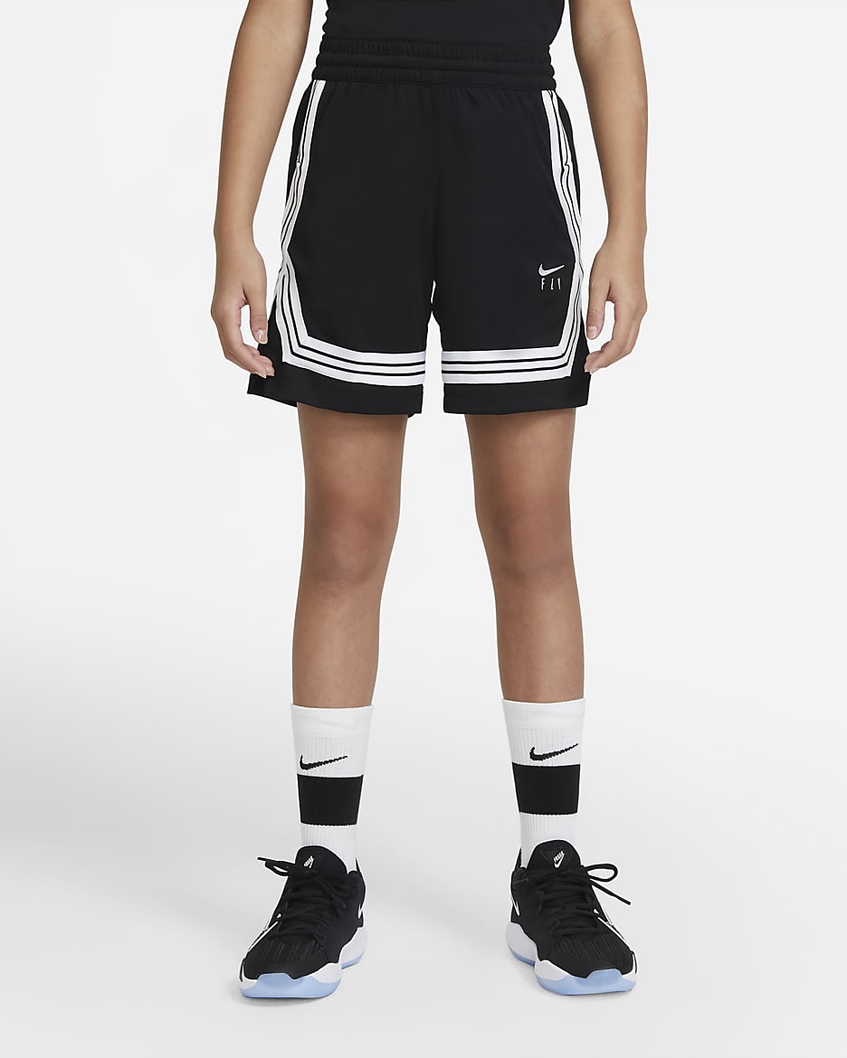 Nike Fly Crossover Big Kids' (Girls') Basketball Shorts - Black/White/White