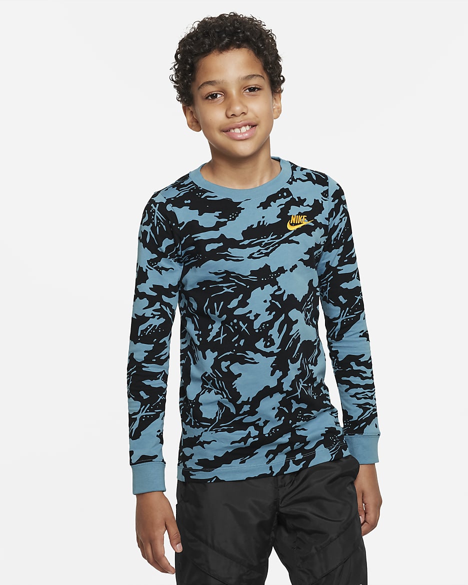 Nike Sportswear Big Kids' (Boys') Long-Sleeve T-Shirt - Cerulean