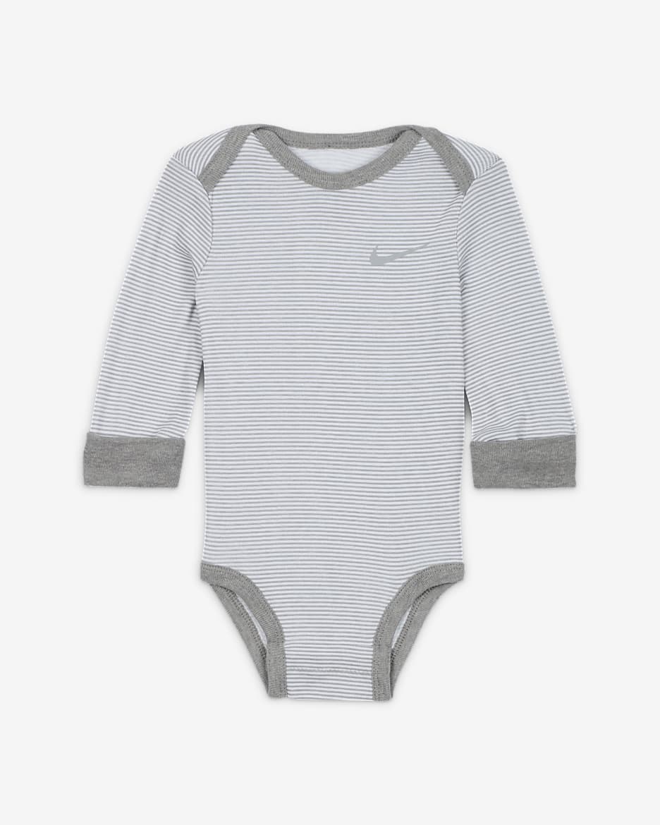 Body a manica lunga Nike Baby Essentials (confezione da 3) – Bebè (0-9 mesi) - Dark Grey Heather