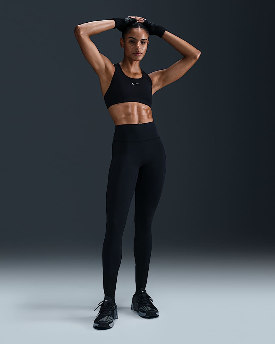 Nike Universa Leggings in voller Länge mit Taschen, mittlerem Halt und hohem Bund (Damen) - Schwarz/Anthracite/Dark Smoke Grey
