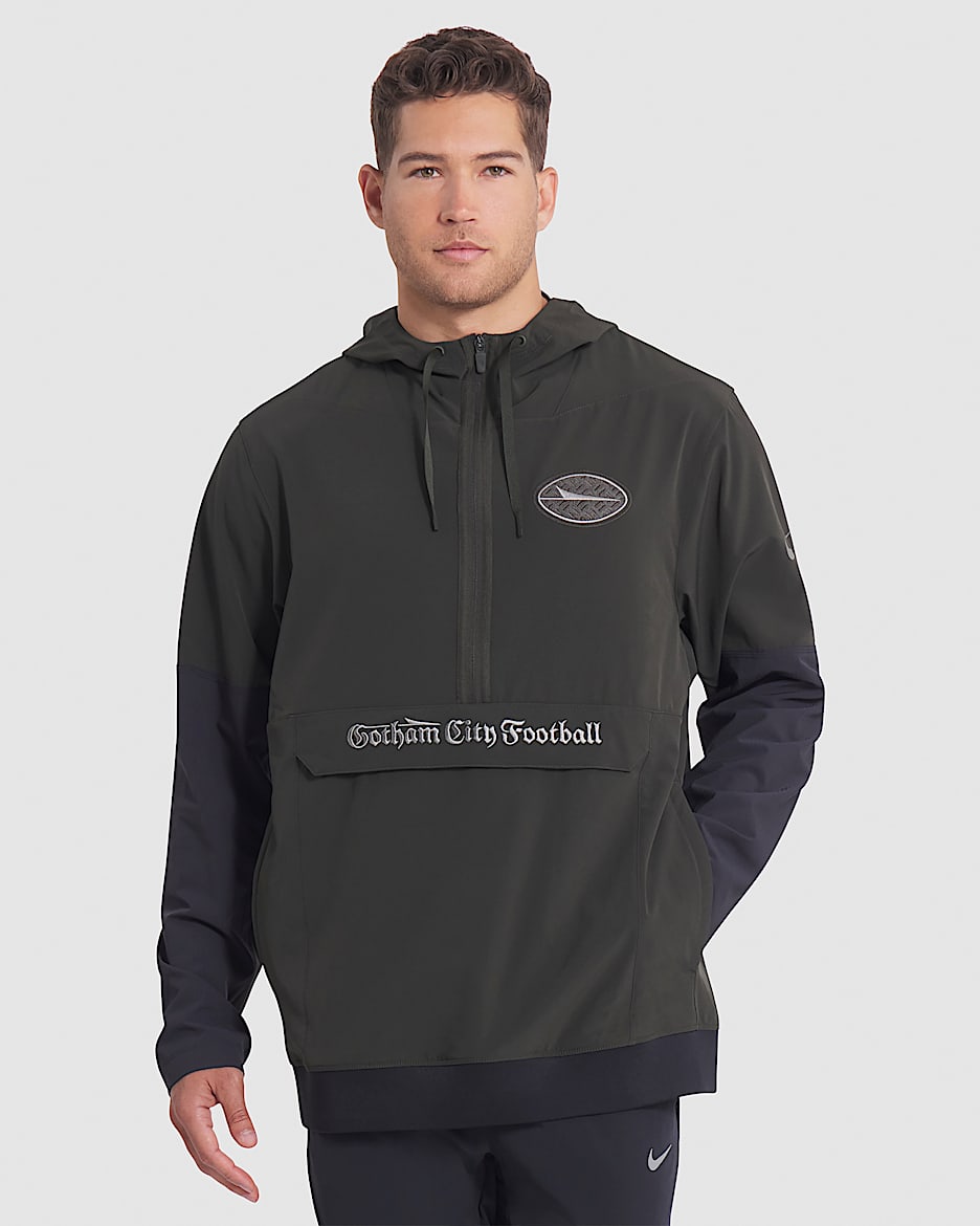 Chamarra Nike de la NFL con gorro de medio cierre para hombre New York Jets Rivalries Collection Sideline Anorak - Verde