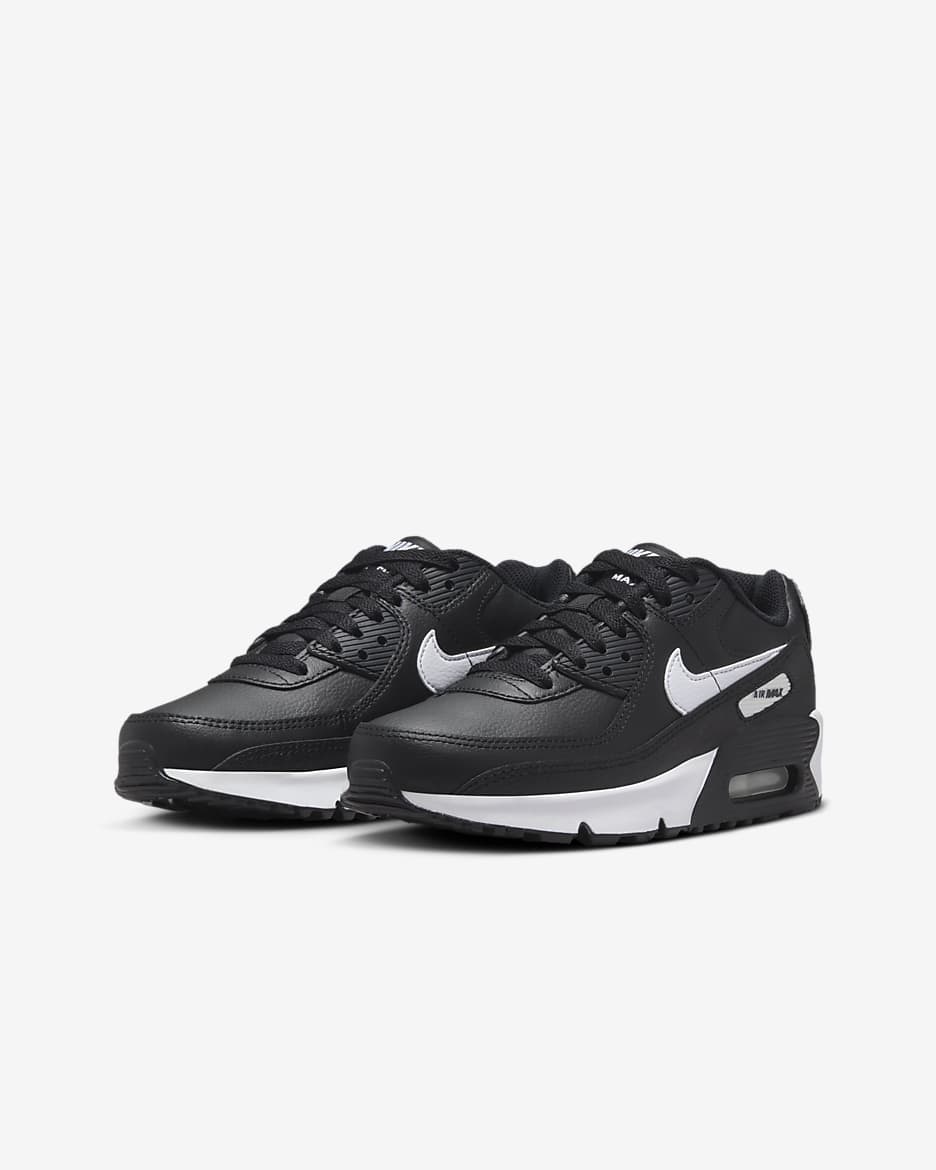 Tenis para niños grandes Nike Air Max 90 - Negro/Negro/Blanco