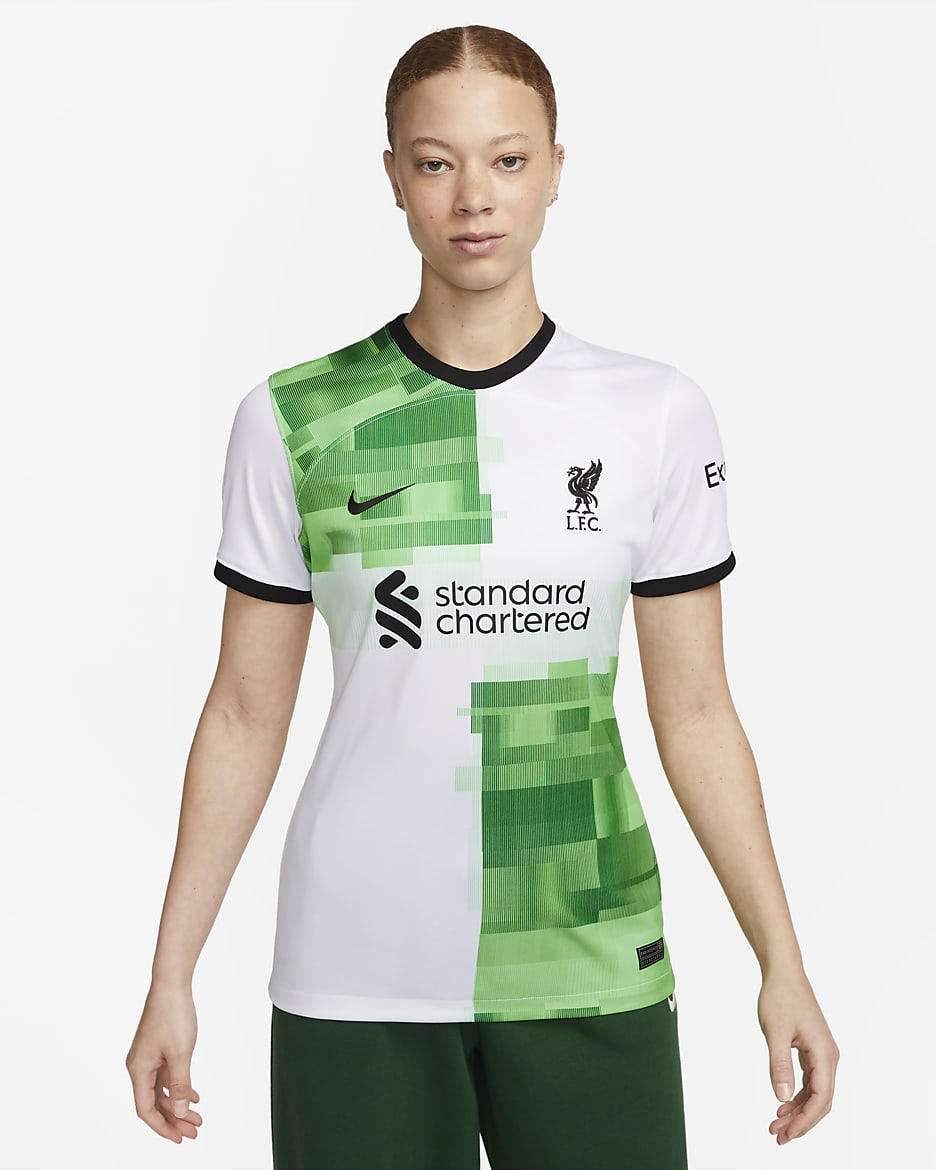 Liverpool FC 2023/24 Stadium Away Women's Nike Dri-FIT Soccer Jersey - White/Green Spark/Black