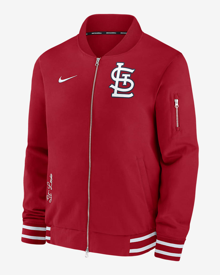 St. Louis Cardinals Authentic Collection Men's Nike MLB Full-Zip Bomber Jacket - Red