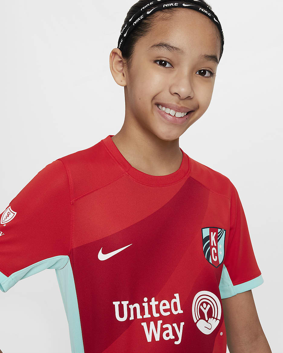 Jersey Nike Dri-FIT de la NWSL tipo réplica para niños talla grande Kansas City Current 2024 Stadium Primary - Rojo cometa