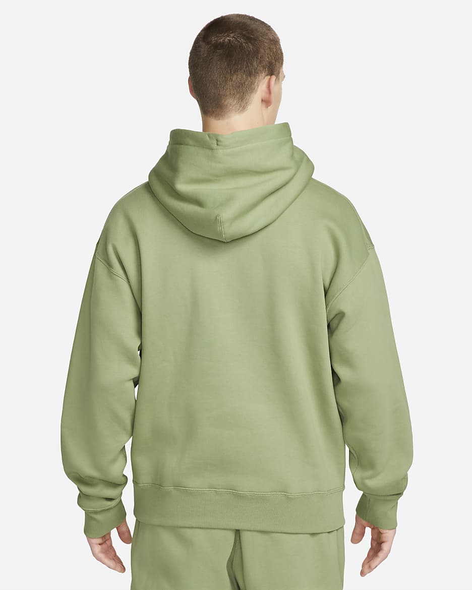 Nike Solo Swoosh Men's Fleece Pullover Hoodie - Oil Green/White