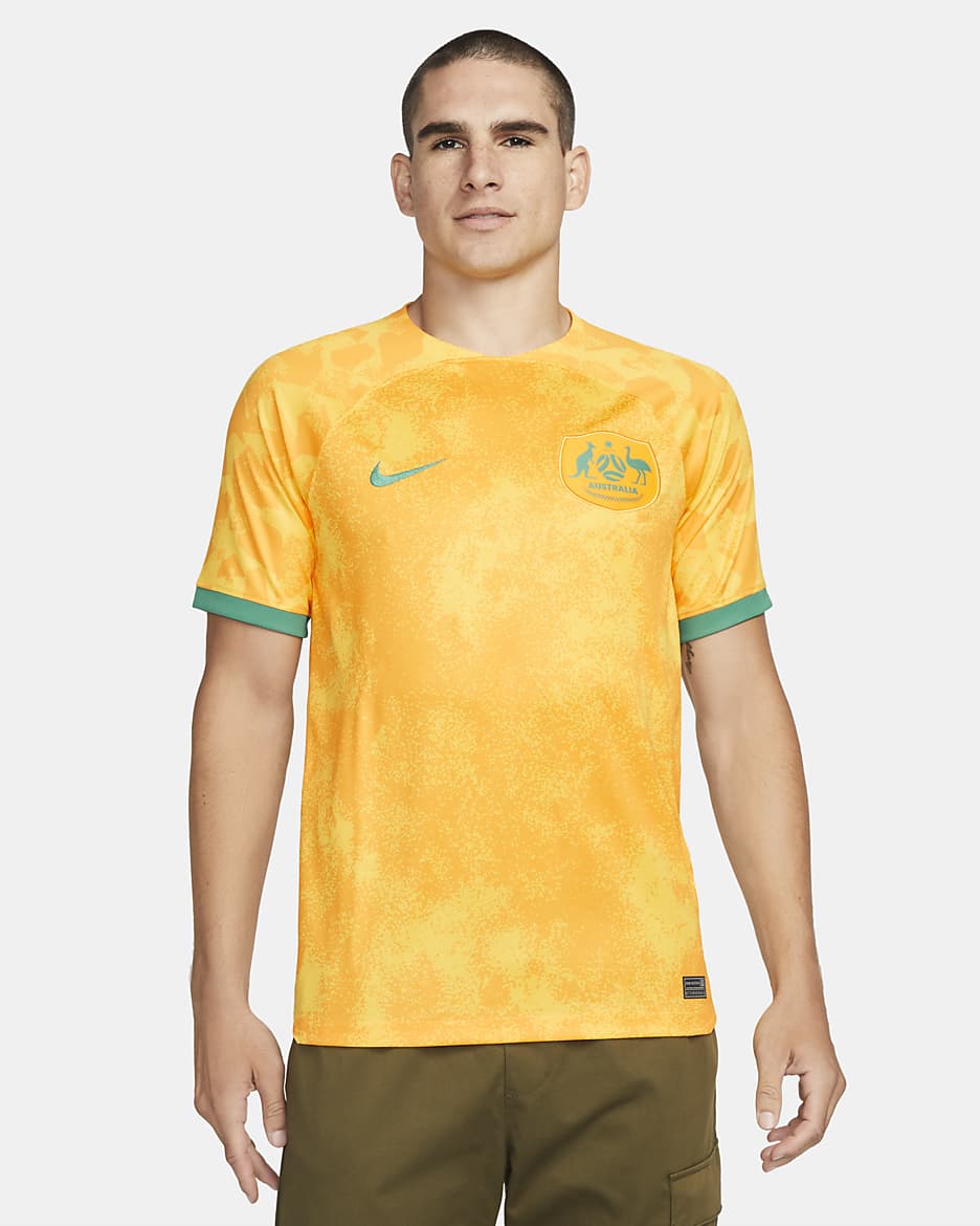 Australia 2022/23 Stadium Home Men's Nike Dri-FIT Soccer Jersey - Tour Yellow/University Gold/Green Noise/Green Noise